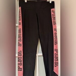 Victoria's Secret Black Leggings with Pink Logo